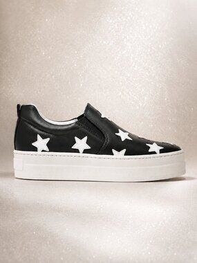 GABRIELLA MICHEL Italian Leather Stars Slip On Sneakers
